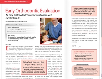 Orthodontist examining young child's teeth during early orthodontic evaluation appointment in dental office.