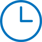 Blue clock icon showing 3 o'clock time symbol for appointment scheduling.