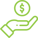 Hand holding coin with dollar sign, representing financial payment or orthodontic treatment costs.