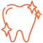 Simple orange line drawing of a cow, representing livestock or dairy theme for orthodontics branding.