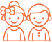 Two smiling people standing together, representing friendly orthodontic care and patient relationships.